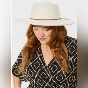 Torrid Cream Wide-Brim Hat with Brown Band